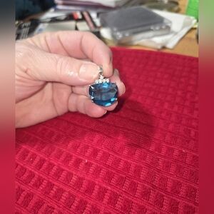 Beautiful "HOPE" Stauer Sterling Silver Blue And Clear Stone Pendant